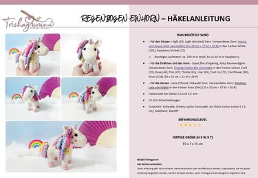 Rainbow Unicorn - Amigurumi Crochet Pattern