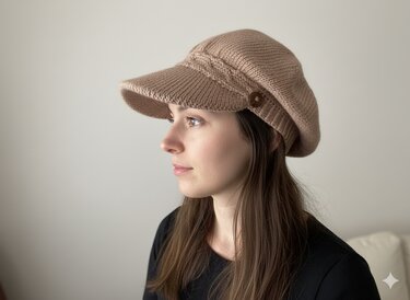 Knitting Pattern Visor Hat: Cozy Cable Knit Beanie