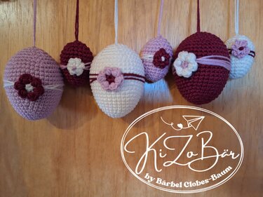 Ostereier mit Blume - Anleitung zum umhäkeln von Styroporeiern in 2 Größen