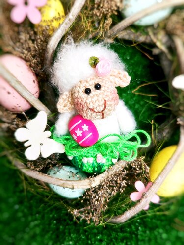 Schaf Anhänger oder Dekofigur Ostern Frühling komplett gehäkelt - Häkeln
