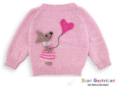 Pullover - RVO mit Hase und Herz Applikation - in 2 Größen - Stricken