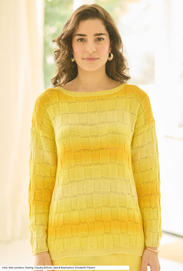 Pulli im Schachbrettmuster mit Fallmaschen - Stricken