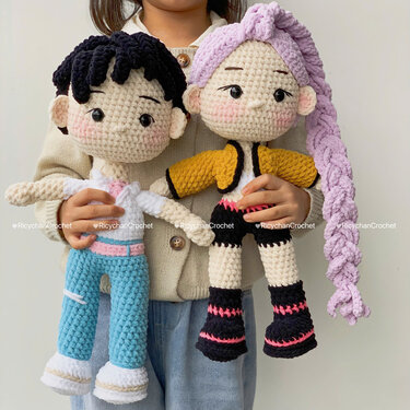 Bundle 2in1 Crochet Doll Pattern – Amigurumi Kpop Couple
