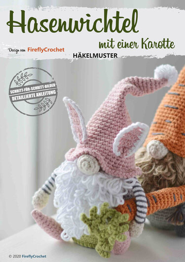 Osterwichtel Hase mit Karotte – Häkelanleitung (Amigurumi PDF)