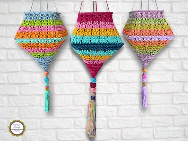 Crochet pattern Boho Lantern "Melli", Square shaped Lampions, PDF Tutorial
