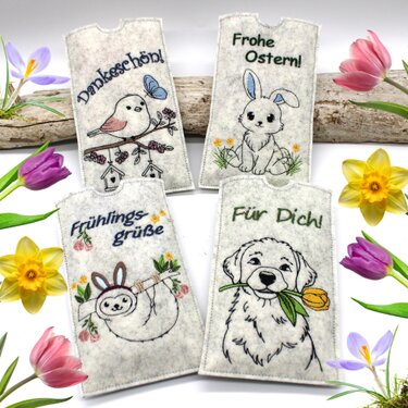 Stickdatei Schokohülle SET Frühling 4 Motive - Sticken