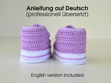 Häkelanleitung Babysneaker – Baby Booties mit Klettverschluss (4 Größen)