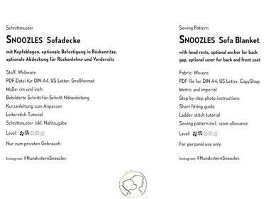 SNOOZLES Sofa blanket for dogs, sewing pattern