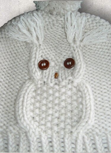 Strickanleitung Eulenmütze, Mütze mit Eulen-Motiv, Ku 50 - 56, #004
