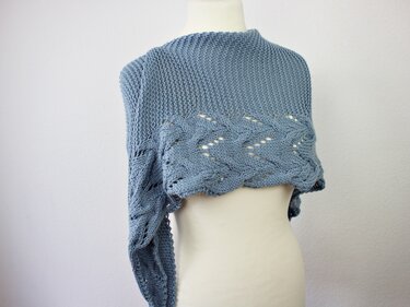Knitting Pattern Asymmetrical Shawl with Lace and Cabels PDF Download