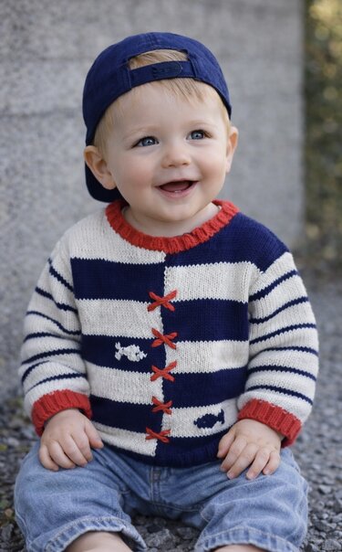 Lustiger Fischpulli für Kinder für 3/6/12 Monate - Stricken