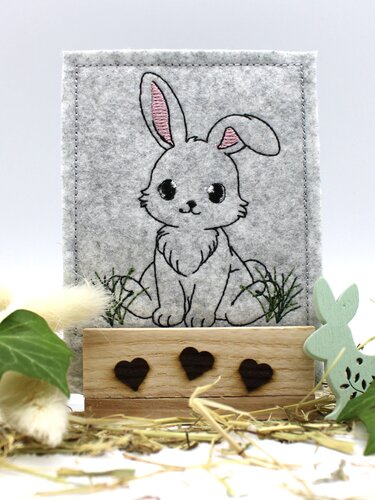 Stickdatei Hase SET Kontur ITH Stabstickdatei Sockeldatei Mugrug - Sticken