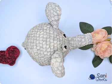 Häkelanleitung Ball-Elefant Ebo – Amigurumi Elefant No-Sew, 15 cm