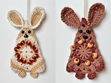 Osterhasen Girlande Granny Square, Hasen Anhänger Osterstrauß DIY Osterdeko - Häkeln