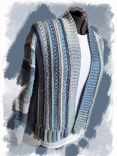 Anleitung für einen Cardigan im Sternchenmuster mit breiten Bündchen - Häkeln