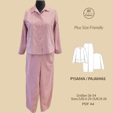 Damen Pyjama PDF Schnittmuster - Nähen