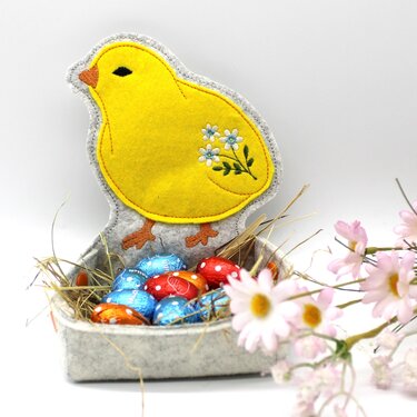 Stickdatei ITH Körbchen Ostern Hase Küken 18x30cm - Sticken