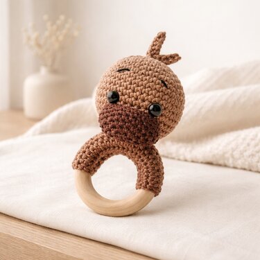 Häkelanleitung Schnabeltier Rassel, Babyrassel häkeln, Rassel häkeln