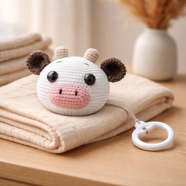Häkelanleitung Kuh Spieluhr, Babyspielzeug häkeln