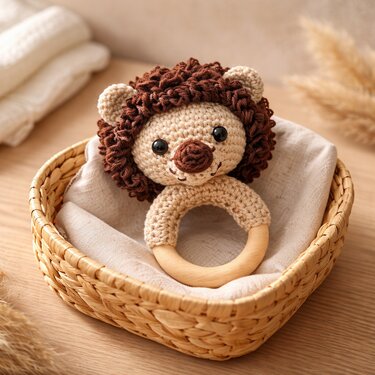 Crochet Pattern Lion Rattle, crochet Babyrattle