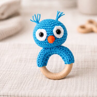 Crochet Pattern Owl Rattle, crochet Babyrattle