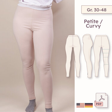 High-Waist Leggings – Petite Curvy 30–48 - Sewing