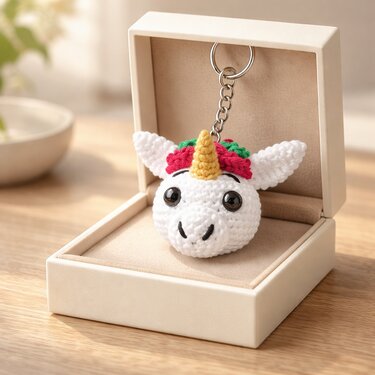 Häkelanleitung Einhorn Schlüsselanhänger, Einhorn Kopf häkeln