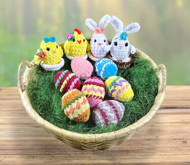 Easter Crochet Pattern Bundle – Bunny, Chick, Eggs Amigurumi (PDF Download)