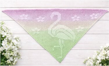 Häkelanleitung Dreieckstuch Sarmingo – Flamingo Tuch im Filetmuster - Bild 2