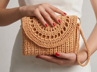Сrochet clutch bag pattern, straw summer purse beach raffia minimalist bag6 - Crochet