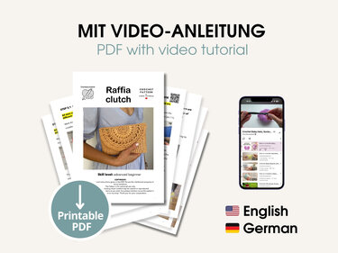 Häkelanleitung Bast Clutch Tasche PDF kleine Sommertasche häkeln Crossbody