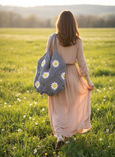 Large Flower Granny Square Bag - Image 3