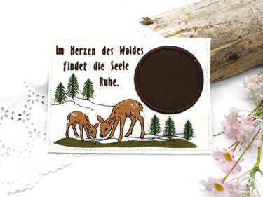 Stickdatei Mugrug Untersetzer Reh Wald 13x18cm - Sticken