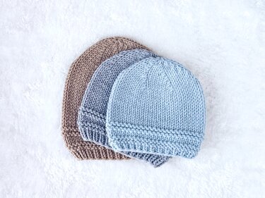 Very Easy Baby Beanie Knitting Pattern x 6 sizes (Preemie to 5 years)