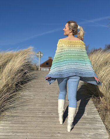 1-Bobbel-Knubbelchen-Poncho "Tropical Beach" - Häkeln