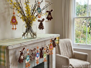 Easter Chick Bunny Garland Crochet Pattern, Easter Tree Ornament, Rabbit - Image 2