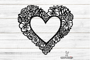 Blumenherz Rahmen Plotterdatei SVG DXF - Plotting