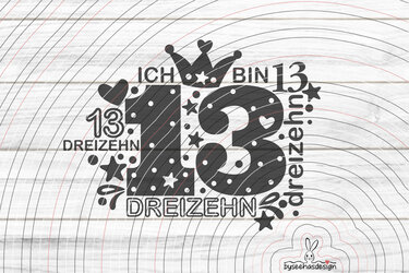 Zahl Dreizehn Plotterdatei SVG DXF - Bild 2