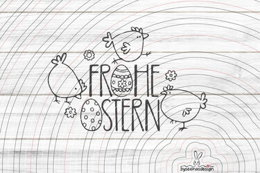 Kontur-Plottermotiv Frohe Ostern mit Küken und Ostereiern