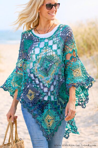 Häkelanleitung für Häkelponcho | Grannys | Tropical #6 | GrannyCouture #1 - Bild 8