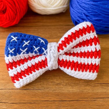 Crochet American Flag Bow Pattern PDF – USA Hair Bow & Cup Cozy Tutorial - Image 3
