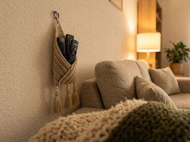 Boho Wall Pocket | Crochet Modern Wall Decor with Tassels - Image 3