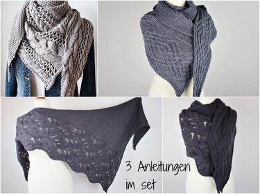 Knitting Pattern Bundle Cozy Winter • Wölkchen • Harmony | 3 Shawls PDF