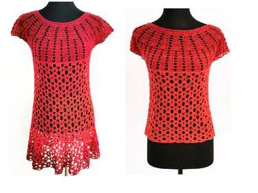 Tunka/Shirt/Kleid Mohnblume, Häkelanleitung