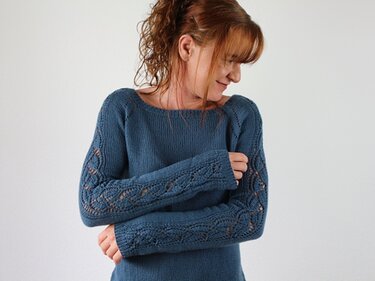 Knitting Pattern PDF Raglan Sweater – Top Down Lace Sleeve Pullover - Image 6