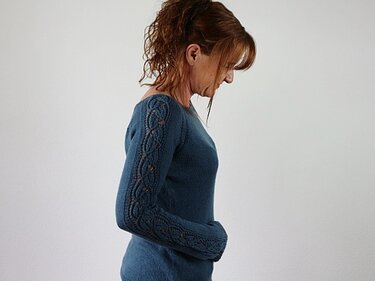 Knitting Pattern PDF Raglan Sweater – Top Down Lace Sleeve Pullover - Image 12