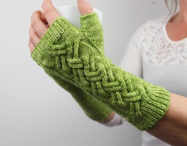 Knitting Pattern PDF Fingerless Gloves – cable knit wrist warmers – modern - Image 9