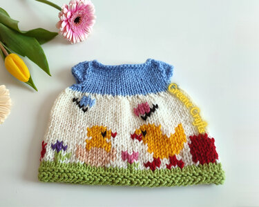 Easter Dress for Bunny or Teddy Bear - Spring Toy Dress Knitting Pattern