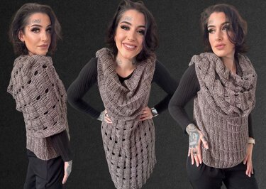 Häkelanleitung 1-Bobbel-Wendekleid "COFFEEHOODIE"