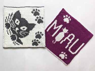 "Katzenbande" - Doubleface Strickanleitung für Topflappen, Spültücher - Bild 3